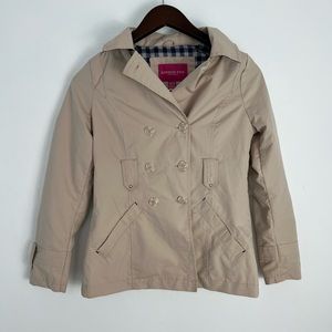 🧥 London Fog Kids Tan Double-Breasted Rain Jacket / Peacoat (Size M 10–12)